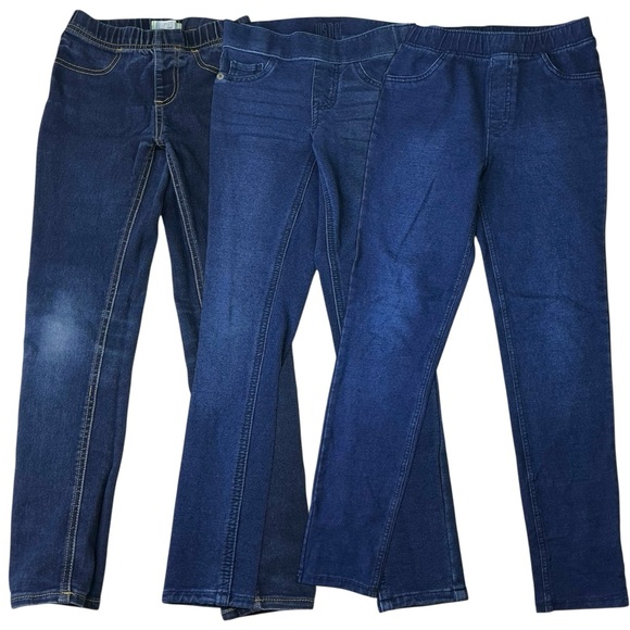 Girls Dark Blue Jeggings Bundle Lot Trio Size 8 Pants - Picture 1 of 16